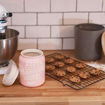 Ceramic Cookie Jar - Mason Jar Cookie Jars with Lids Airtight - Unique Cookie Jars for Kitchen Count...