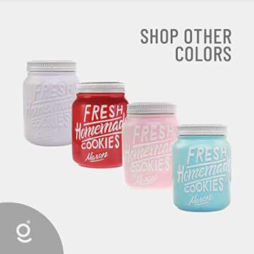 Ceramic Cookie Jar - Mason Jar Cookie Jars with Lids Airtight - Unique Cookie Jars for Kitchen Counter Decorative - Vintage Cookie Jar for Kitchen - Airtight Cookie Jar with Lid for Baked Goods (Pink)