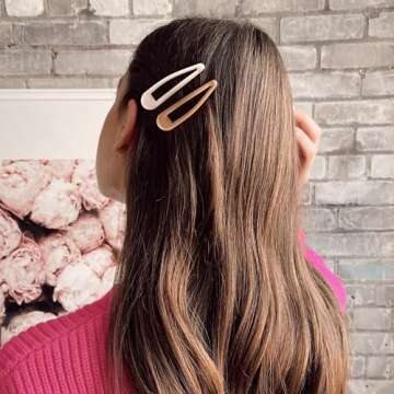 Cptots Metal Snap Hair Clips Water Drop No Slip Hair Barrettes for Women Large Hair Clips For Thick And Thin Fine Hair,Black Brown Beige,2.67 x 0.7 Inches,12 PCS