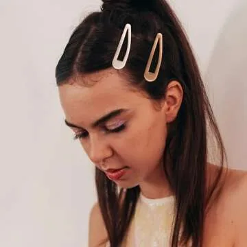 Cptots Metal Snap Hair Clips Water Drop No Slip Hair Barrettes for Women Large Hair Clips For Thick And Thin Fine Hair,Black Brown Beige,2.67 x 0.7 Inches,12 PCS