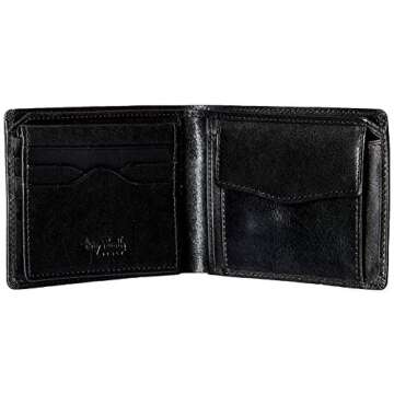 Tony Perotti Mens Italian Bull Leather Bifold Wallet with Removable ID Card Case and Coin Pocket in Black