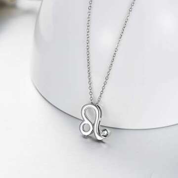 AOBOCO 925 Sterling Silver Leo Sign Necklace Zodiac Constellation Horoscope Astrology Pendant Neckla...