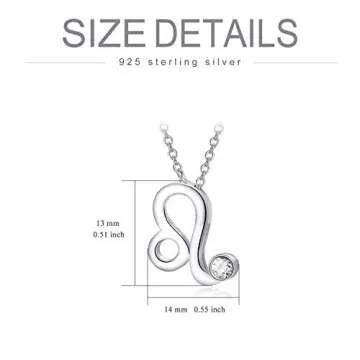 AOBOCO 925 Sterling Silver Leo Sign Necklace Zodiac Constellation Horoscope Astrology Pendant Necklace with Austrian Crystal Birthday Gift for Women (Leo)