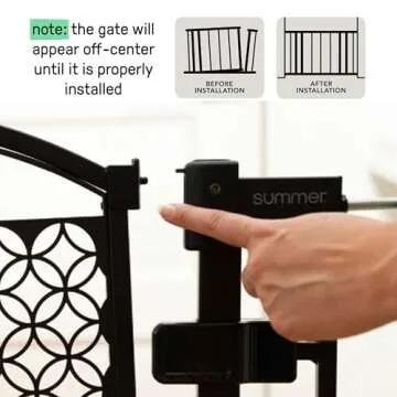 Summer Infant Metal Expansion Extra Wide Safety Pet and Baby Gate, 44"-71" Wide, 36” Tall, Hardware Mounted for Dog and Child Safety, Fits Large Opening or Doorway, Auto Close Walk Thru Door - Bronze