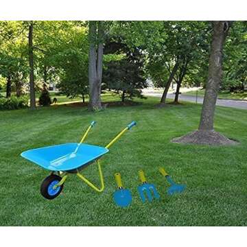 G & F Products Kids Metal Wheelbarrow – Child-Sized, Durable Metal Construction with Sturdy Wheel,...