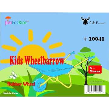 G & F Products Kids Metal Wheelbarrow – Child-Sized, Durable Metal Construction with Sturdy Wheel, Easy Assembly, Ideal for Outdoor Play, Gardening Fun, Backyard Activities & Toddler-Friendly Design