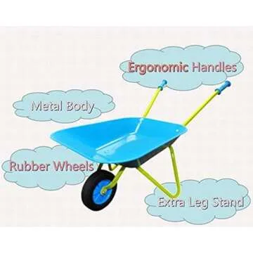 G & F Products Kids Metal Wheelbarrow – Child-Sized, Durable Metal Construction with Sturdy Wheel, Easy Assembly, Ideal for Outdoor Play, Gardening Fun, Backyard Activities & Toddler-Friendly Design