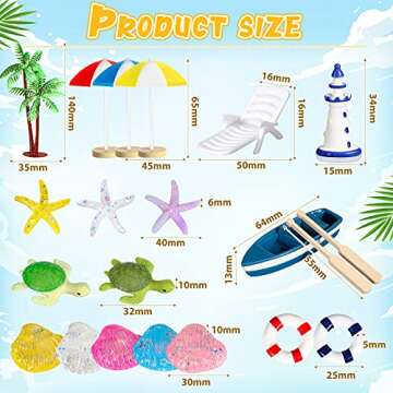 Burbell 24 Pieces Beach Cake Topper Accessories Set, Miniature Garden Doll House Beach Style Miniatu...
