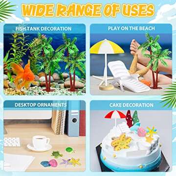 Burbell 24 Pieces Beach Cake Topper Accessories Set, Miniature Garden Doll House Beach Style Miniature Ornament, Garden Decoration Micro Landscape Ornaments for DIY Dollhouse Plant Decor