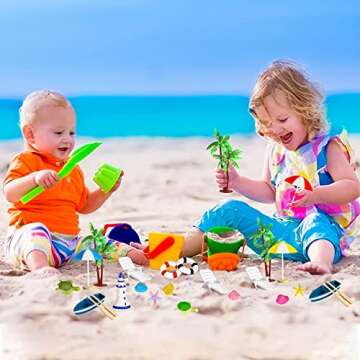 Burbell 24 Pieces Beach Cake Topper Accessories Set, Miniature Garden Doll House Beach Style Miniature Ornament, Garden Decoration Micro Landscape Ornaments for DIY Dollhouse Plant Decor