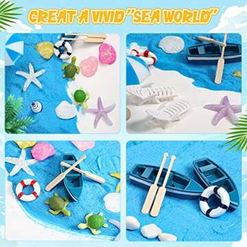 Burbell 24 Pieces Beach Cake Topper Accessories Set, Miniature Garden Doll House Beach Style Miniature Ornament, Garden Decoration Micro Landscape Ornaments for DIY Dollhouse Plant Decor