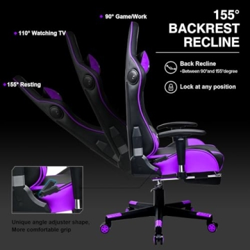GTRACING Gaming Chair Bluetooth Speakers Ergonomic Purple