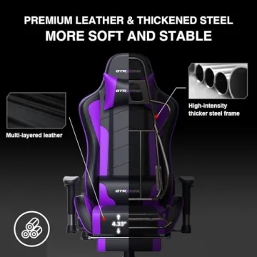GTRACING Gaming Chair Bluetooth Speakers Ergonomic Purple