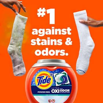 Tide Ultra OXI Power PODS with Odor Eliminators Laundry Detergent Pacs, 48 Count, For Visible and In...