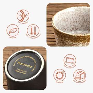 PARMEDU Ceramic Ramekin Set of 6 Mini Porcelain Bowls 120ml/4oz of Zen Style, Souffle Ramekins/Cups ...