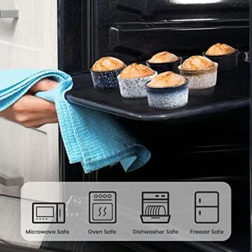 PARMEDU Ceramic Ramekin Set of 6 Mini Porcelain Bowls 120ml/4oz of Zen Style, Souffle Ramekins/Cups for Puddings, Brulees, Soufflés, Custards, Ice Creams, Dipping Sauces, Snacks, Oven Safe