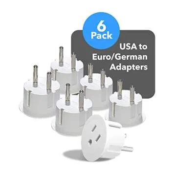 OREI Pack 6 European Travel Plug Adapter - USA, Canada, Mexico to European Type E/F Plug Adapters - Schuko Adapter CE Certified Heavy Duty - Perfect for Travelling with Cell Phones, Laptops & More