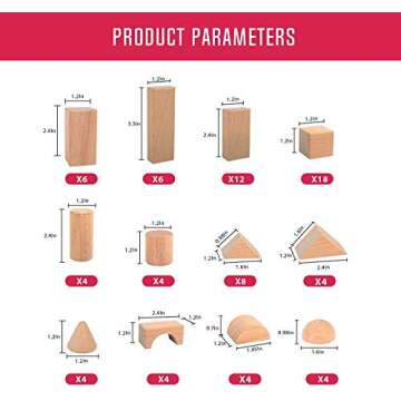 Wooden Building Blocks Set for Kids - Stacker Stacking Game Construction Toys Set Preschool Colorful Learning Educational Toys - Geometry Wooden Blocks for 3+ Year Old Boys & Girls