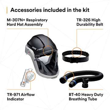 3M PAPR Respirator, Versaflo Powered Air Purifying Respirator Kit, TR-300N+ HIK, Heavy Industry, Hard Hat Assembly, All-in-One Respiratory Protection for Particulates, NIOSH Approved, Grinding