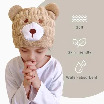 Cute Kids Microfiber Hair Drying Towel Wrap