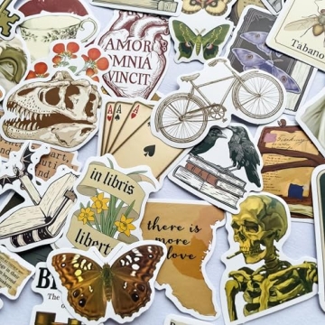 50 Pcs Dark Academia Stickers Pack – Vintage Gothic Aesthetic, Book Lover, Skull, Moth, Classical ...