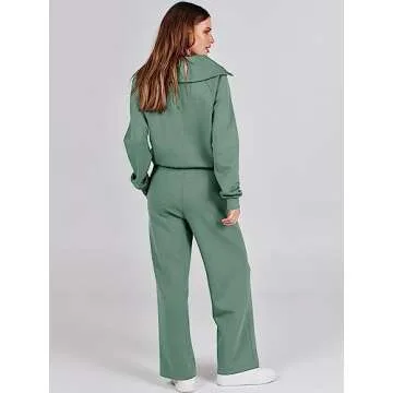 ANRABESS Women 2 Piece Sweatsuit Set in Pea Green
