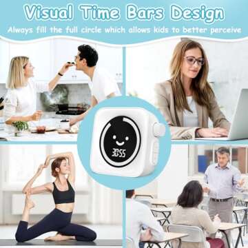 Visual Timer, 99 Minute Digital Timer Kitchen Timer Desk Timer for Office Supplies Home Timer Productivity Timer Management Tool Countdown Count Up Timer, White