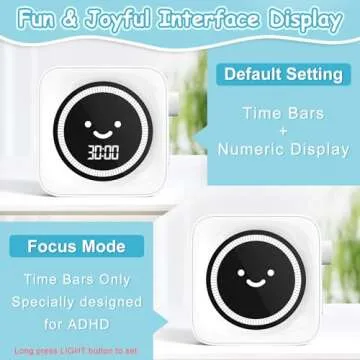 Visual Timer, 99 Minute Digital Timer Kitchen Timer Desk Timer for Office Supplies Home Timer Productivity Timer Management Tool Countdown Count Up Timer, White