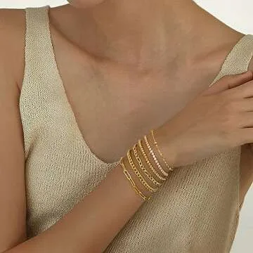 Adoyi 14K Gold Stackable Bracelets for Women