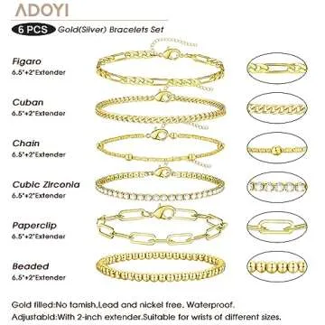 Adoyi 14K Gold Stackable Bracelets for Women