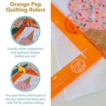 Kimberbell Orange Pop Quilting Rulers - Square Set of 4 with Bonus Triangle Ruler!