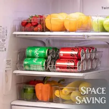 Oizeir Clear Soda Can Organizer - Space-Saving Storage Bin