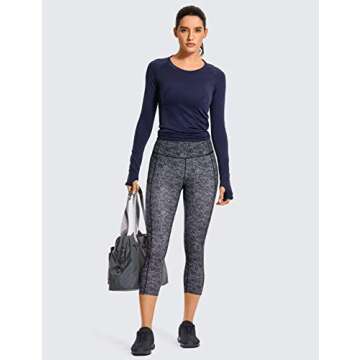 CRZ YOGA Women's Long Sleeve Running Shirt - Breathable Gym Top