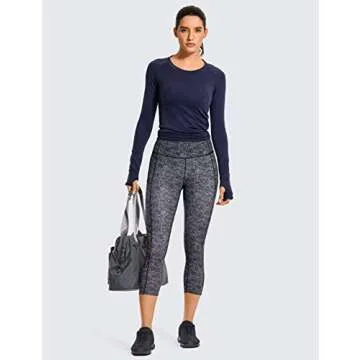 CRZ YOGA Women's Long Sleeve Running Shirt - Breathable Gym Top