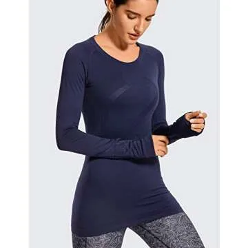CRZ YOGA Women's Long Sleeve Running Shirt - Breathable Gym Top