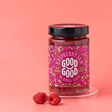 Good Good Assorted Jam Collection - Concord, Strawberry and Raspberry Jams - No Added Sugar - Keto Friendly - 3 Pack - Low Carb, Low-Calorie - Vegan - Breakfast Options - 330g Jars