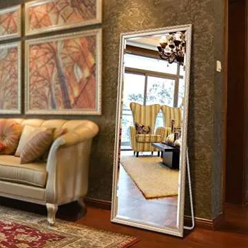 H&A Full Length Floor Mirror - 65"x24" Large Rectangle Wooden Finished Frame Standing Mirror - Cheval Dressing Mirror with Adjustable Stand for Bedroom, Champagne