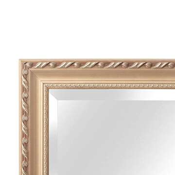 H&A Full Length Floor Mirror - 65"x24" Large Rectangle Wooden Finished Frame Standing Mirror - Cheval Dressing Mirror with Adjustable Stand for Bedroom, Champagne