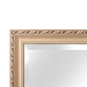 H&A Full Length Floor Mirror - 65"x24" Large Rectangle Wooden Finished Frame Standing Mirror - Cheval Dressing Mirror with Adjustable Stand for Bedroom, Champagne