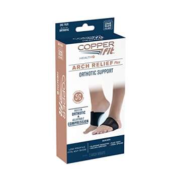 Copper Fit CFACBP Health Unisex Arch Relief Plus with Built-In Orthotic Support, Black