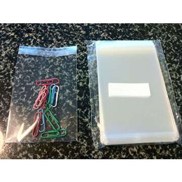 UNIQUEPACKING 100 Pcs 2 3/4 X 3 3/4 Clear Resealable Cello/cellophane Bags Good for 2x3 Item, Busine...