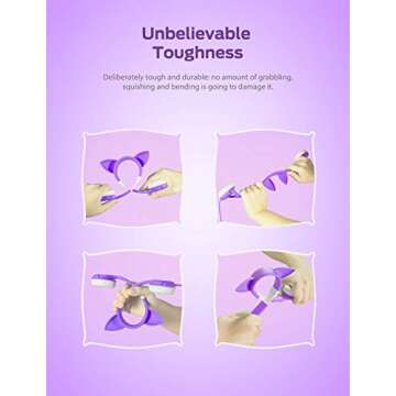 iClever HS01 Food Grade Kids Headphones with Microphone, 85/94dB Volume Control, Hello Kitty Cat Ear Headphones for Kids Boys Girls, Childrens Headphones for Online School/Travel/Tablet, Purple