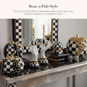 MACKENZIE-CHILDS Courtly Check Skull for Halloween Decor