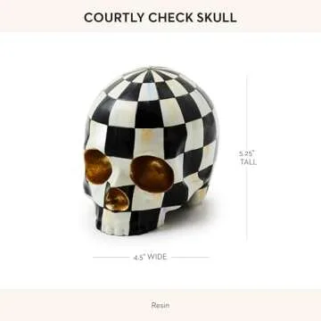 MACKENZIE-CHILDS Courtly Check Skull for Halloween Decor