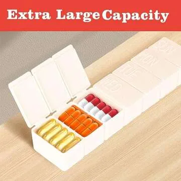 sanderala 2Pack Weekly Pill Organizer,Extra Large 7 Days Pill Cases Travel Daily Pill Box for Fish Oil, Calcium Tablets Supplements and Other Vitamin Pill