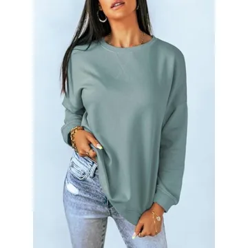 Dokotoo Blue Crewneck Sweatshirt for Women