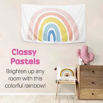 Birdy Boutique Learning Tapestry - Rainbow - Lightweight & Easy to Hang - Wall Hanging Canvas for Kids’ Bedrooms, Nursery, Classrooms – 60" X 36in"
