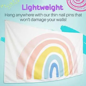 Birdy Boutique Learning Tapestry - Rainbow - Lightweight & Easy to Hang - Wall Hanging Canvas for Kids’ Bedrooms, Nursery, Classrooms – 60" X 36in"