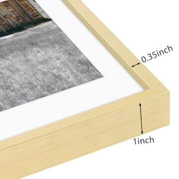 Golden State Art, 8x10 Gold Picture Frame Display Photo 5x7 with Mat or 8 x 10 Without Mat for Wall Mounting, Classic Satin Aluminum Frames with Real Glass (Pack of 1)