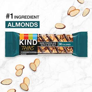 KIND Thins Variety Pack, Dark Chocolate Nuts & Sea Salt, Caramel Almond & Sea Salt, Healthy Snacks, Low Calorie, 20 Count